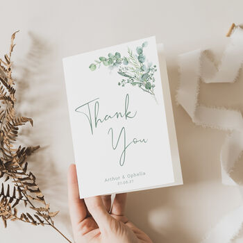 Wedding Thank You Cards Green Leaf, 2 of 6