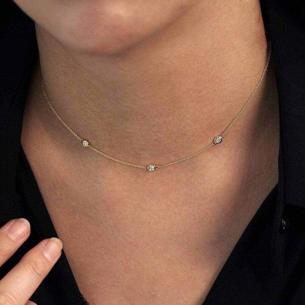 Heart Shape Diamond Station Necklace | Dunkin's Diamonds