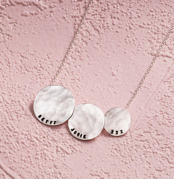Personalised Triple Hammered Disc Necklace, 7 of 9