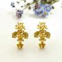 Gold Plated Forget Me Not Cluster Stud Earrings, thumbnail 2 of 5