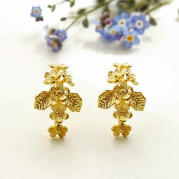Gold Plated Forget Me Not Cluster Stud Earrings, 2 of 5