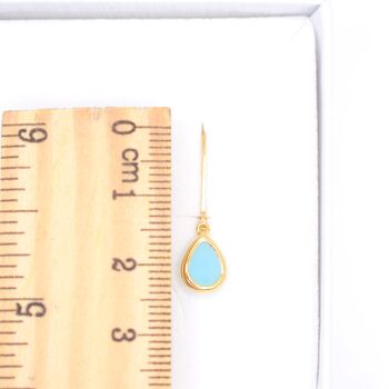 Turquoise Blue Teardrop Leverback Earrings, 2 of 4