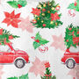Nostalgic Red Car With Pine Tree Christmas Chenille Cushion, thumbnail 8 of 12