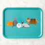Cat Characters Large Tray + Aqua Tea Towel Gift Set, thumbnail 3 of 6