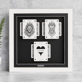 Personalised Couples Gift Royal Lion Playing Cards Gift Frame, 6 of 9