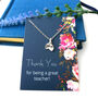 Thank You Teacher Sterling Silver Mini Holly Necklace, thumbnail 1 of 12