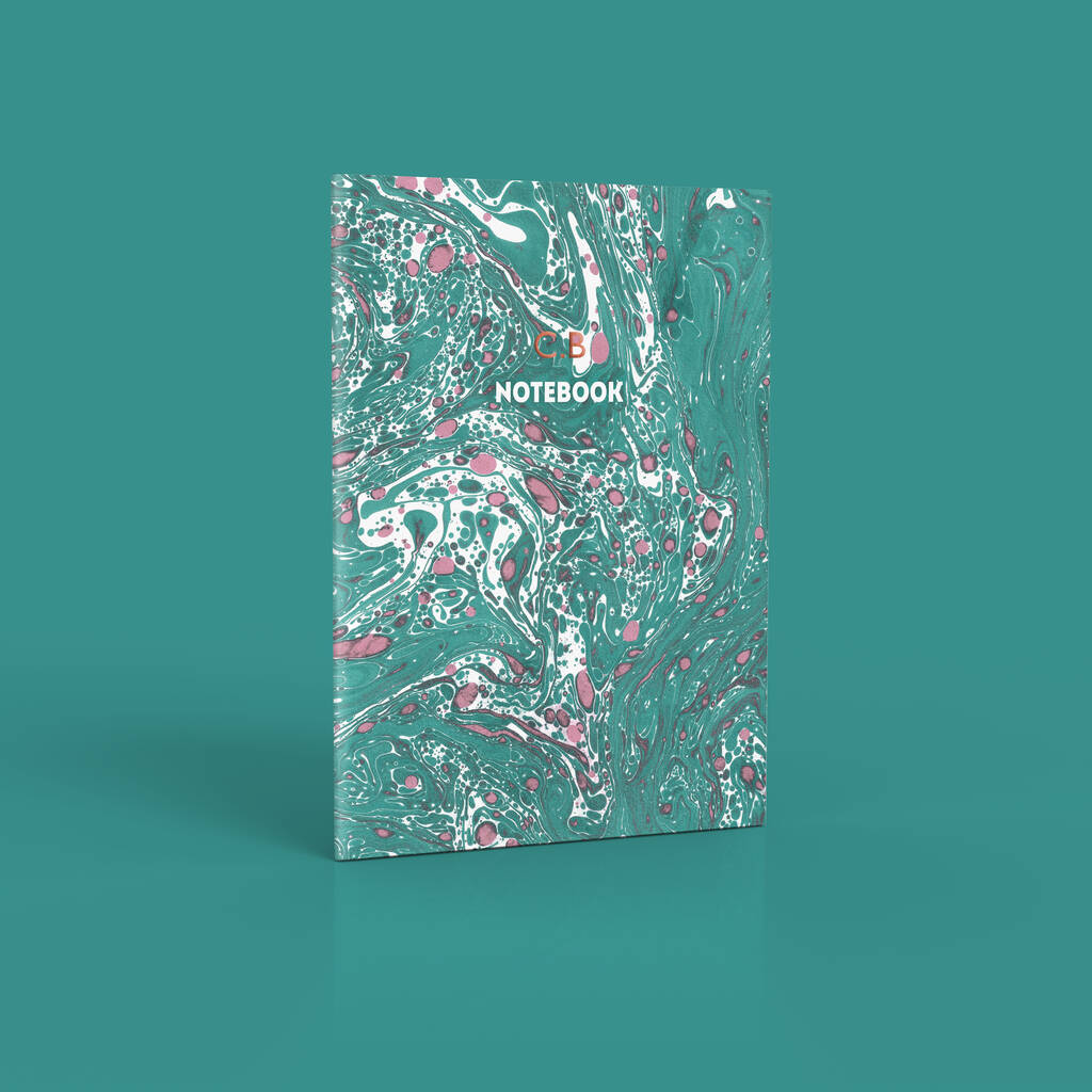 Personalised Custom Name Green Marble Notebook By Talk & Tell