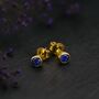Gold Plated Sterling Silver Sapphire Stud Earrings, thumbnail 1 of 6
