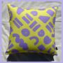 Love Yellow And Lilac Geometric Cushion, thumbnail 4 of 9