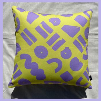 Love Yellow And Lilac Geometric Cushion, 4 of 9