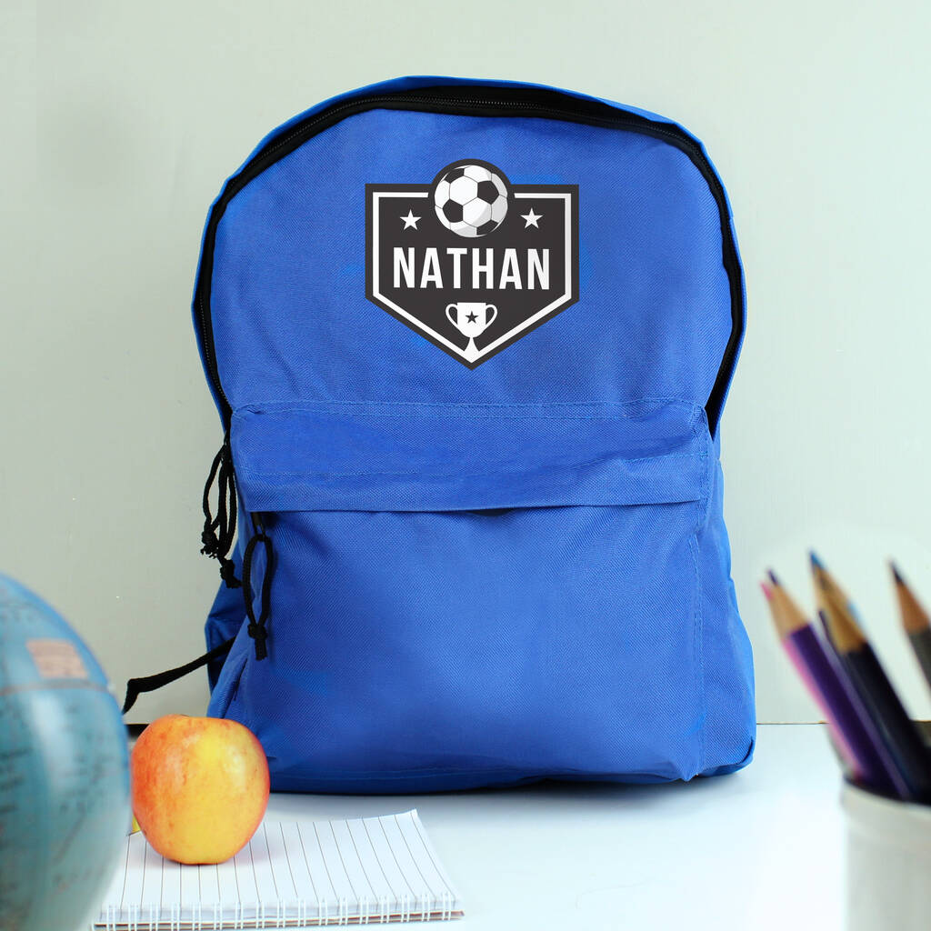 Personalised Football Blue Backpack, 1 of 4