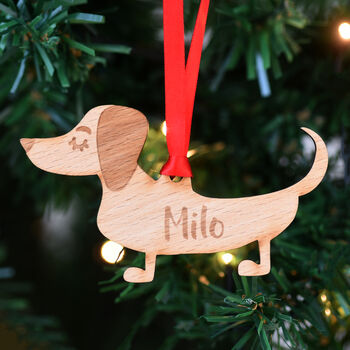 Dachshund Personalised Dog Wooden Christmas Decoration, 2 of 12