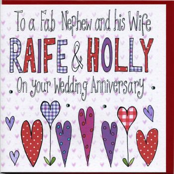 Personalised Niece Or Nephew Wedding Anniversary Card, 2 of 2