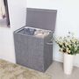 142 L Grey Fabric Double Clothes Laundry Hamper Basket, thumbnail 1 of 8