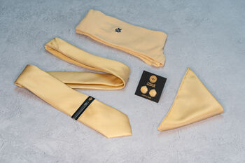 Champagne Gold Textured Tie Set And Socks Wedding Groomsmen Gift, 6 of 6