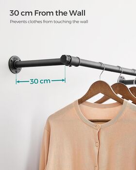 Set Of Two Wall Mounted Clothes Rail Space Saving, 6 of 7