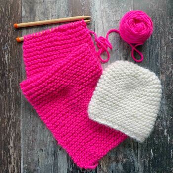 Ripple Merino Wool Beanie Hat Diy Knitting Kit, 3 of 9