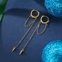 Sterling Silver Dangling Spike Chain Huggie Hoop Earrings, thumbnail 6 of 10