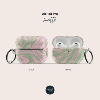 Pink And Green Marble Air Pod Case With Keychain, 6 of 6