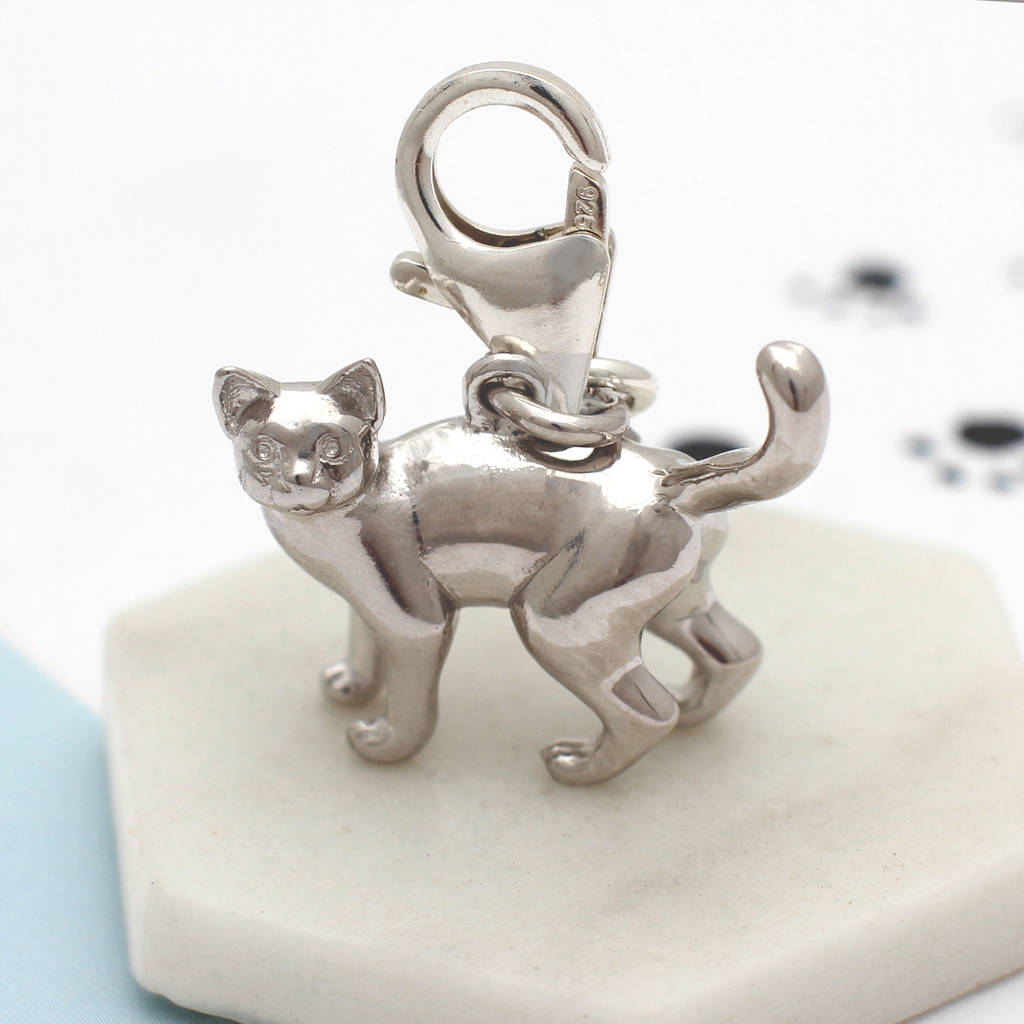 sterling silver cat charm by hurleyburley | notonthehighstreet.com