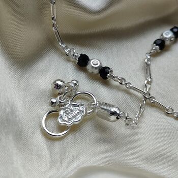 Sterling Silver Black Bead Payal Anklet, 4 of 5