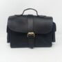 Small Leather Crossbody Satchel Handheld Handbag Black With Side Pockets, thumbnail 4 of 9