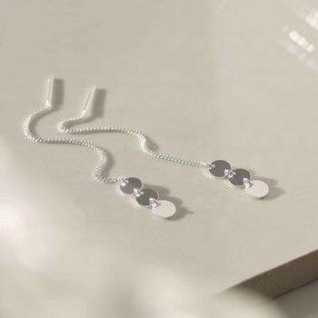 Sterling Silver Triple Coin Threader Earrings, 3 of 5