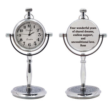 Personalised 4th Anniversary Silver Colour Desk Clock, 3 of 12