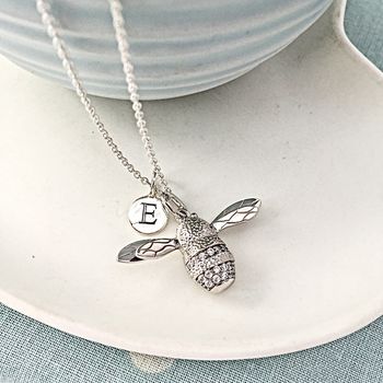 Personalised Silver Bee Necklace, 3 of 8