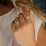 Blue Topaz And White Fire Opal Flower Ring, thumbnail 4 of 7