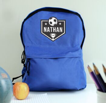 Personalised Football Blue Backpack, 2 of 3