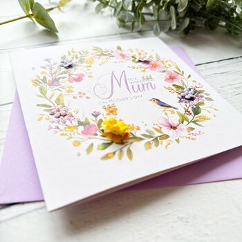 Handmade Floral Mother's Day Card: Paper Flowers And Bird Design. Customisable, 5 of 8