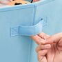 Set Of Three Blue Fabric Cube Toy Storage Boxes Bins, thumbnail 3 of 6