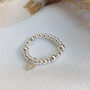 Sterling Silver Personalised Initial Love Heart Charm Stacking Stretch Bead Ring, thumbnail 5 of 6