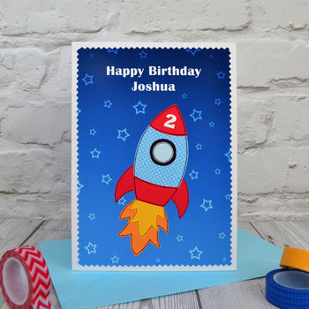 'Rocket' Personalised Boys Birthday Card, 2 of 4