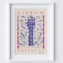 Elevador De Santa Justa Lisbon Poster Iconic Portuguese Landmark Travel Print, thumbnail 2 of 2