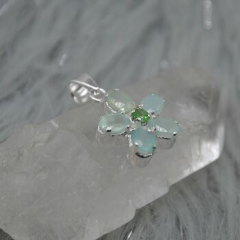 Aqua Chalcedony, Emerald Pendant Necklace, 5 of 6