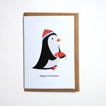 Christmas Card Pack Of Four Flamingo Penguin Bear Robin, 9 of 9