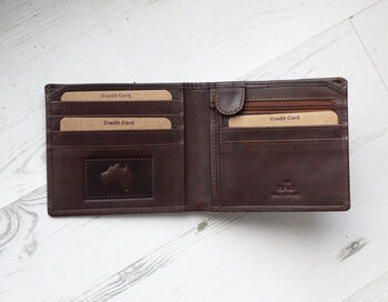 Personalised Men's Leather Wallet Zip Coin Pocket Rfid, 4 of 6