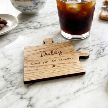 Personalised Name Wooden Coaster Fathers Day Keepsake Gift, 3 of 5