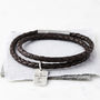 Mens Silver And Leather Handwriting Signature Bracelet, thumbnail 2 of 4