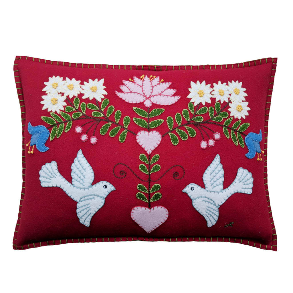 Hand Embroidered Alpine Doves Cushion, 1 of 3