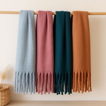 Plain Soft Blanket Tassel Scarf In 16 Colours, 2 of 12