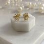 Yellow Gold Flower Earrings Granddaughter, Most Special Gift, thumbnail 2 of 4