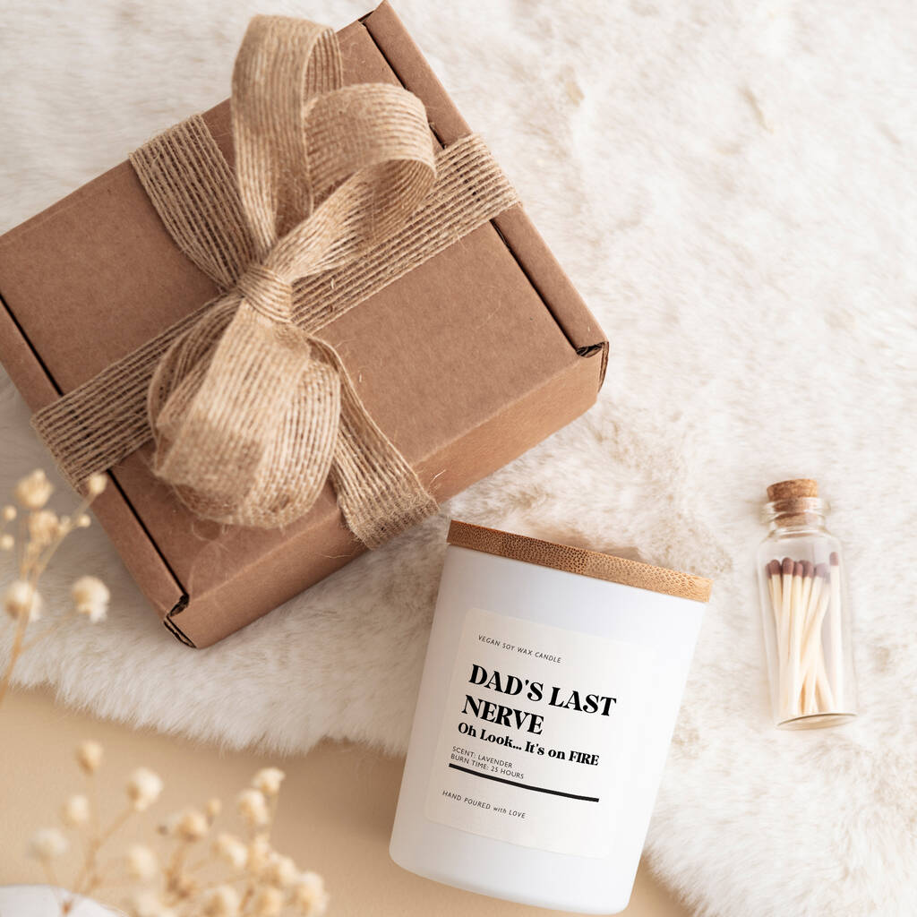 Funny Vegan Soy Wax Candle Gift Set For Dad, 1 of 10