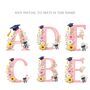 Graduation Pink Initial Card, Graduation Hats Card For Her, Any Initial, thumbnail 2 of 5