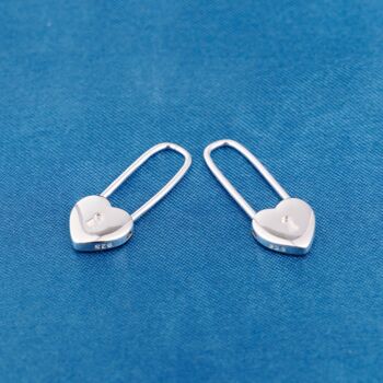 Silver Padlock Hoop Earrings, 5 of 7