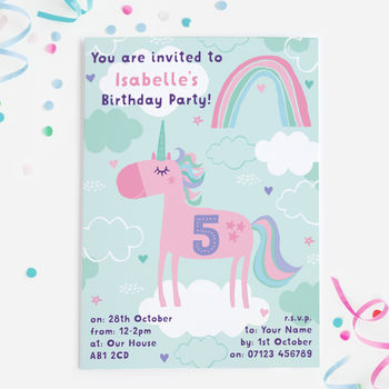 Unicorn Birthday Party Invitations, 2 of 2