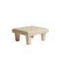Upholstered Linen Square Footstool With Contrast Button Tufting, thumbnail 2 of 12
