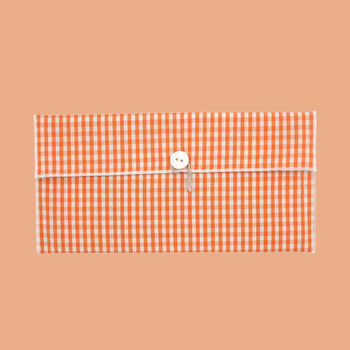 Reusable Organic Gingham Eco Envelope Tall | Tangerine, 2 of 5